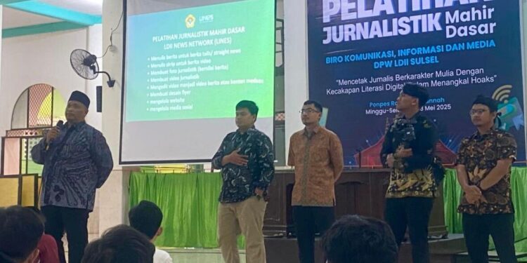 DPW LDII Sulawesi Selatan menggelar pelatihan jurnalistik, yang diikuti lebih dari 170 peserta di Ponpes Roudhatul Jannah, Makassar. Foto: LINES.